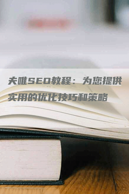 夫唯SEO教程：为您提供实用的优化技巧和策略