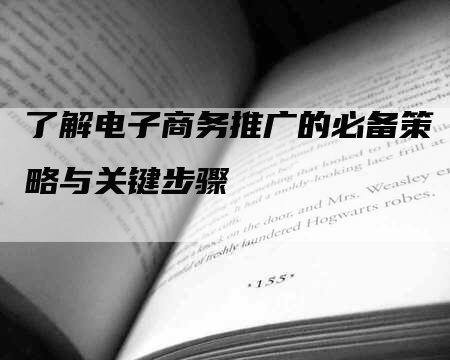 了解电子商务推广的必备策略与关键步骤