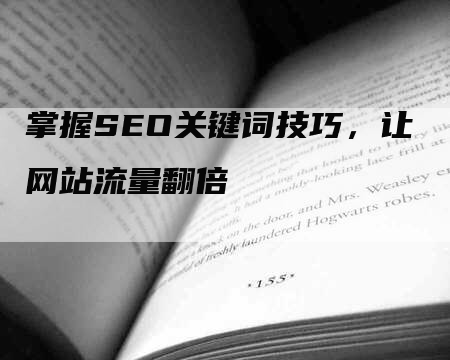 掌握SEO关键词技巧，让网站流量翻倍-网站排名优化网