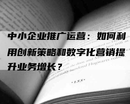 中小企业推广运营：如何利用创新策略和数字化营销提升业务增长？