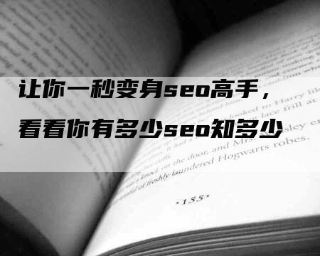 让你一秒变身seo高手，看看你有多少seo知多少