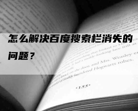 怎么解决百度搜索栏消失的问题？