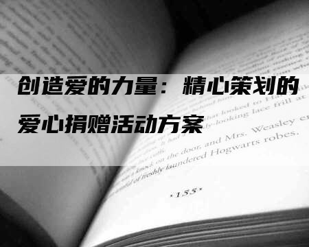 创造爱的力量：精心策划的爱心捐赠活动方案