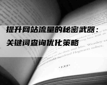 提升网站流量的秘密武器：关键词查询优化策略-网站排名优化网