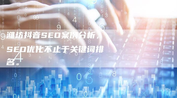 潍坊抖音SEO案例分析，SEO优化不止于关键词排名。