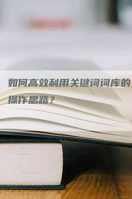 如何高效利用关键词词库的操作思路？-网站排名优化网