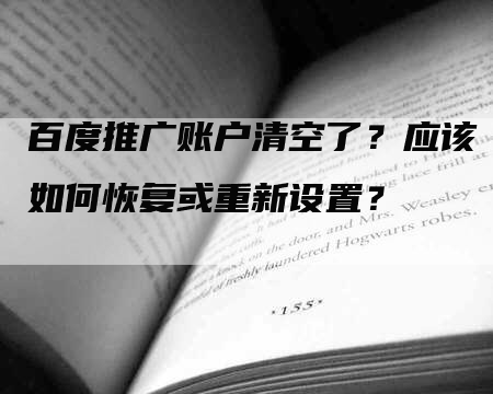 百度推广账户清空了？应该如何恢复或重新设置？-网站排名优化网