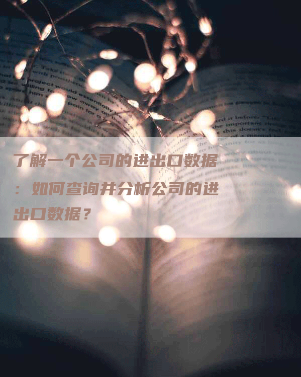 了解一个公司的进出口数据：如何查询并分析公司的进出口数据？-网站排名优化网