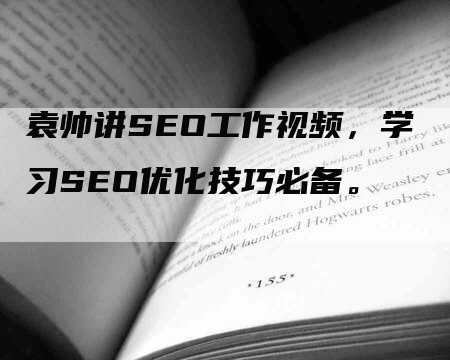 袁帅讲SEO工作视频，学习SEO优化技巧必备。