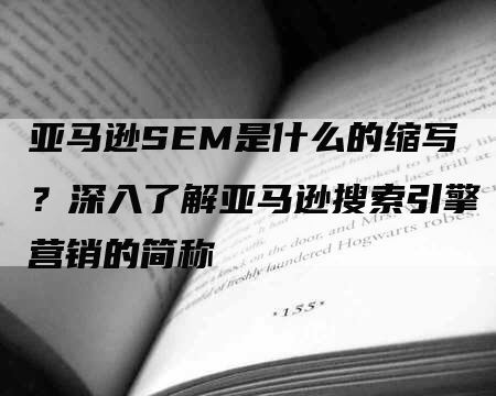 亚马逊SEM是什么的缩写？深入了解亚马逊搜索引擎营销的简称