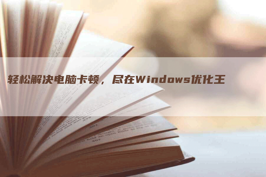 轻松解决电脑卡顿，尽在Windows优化王